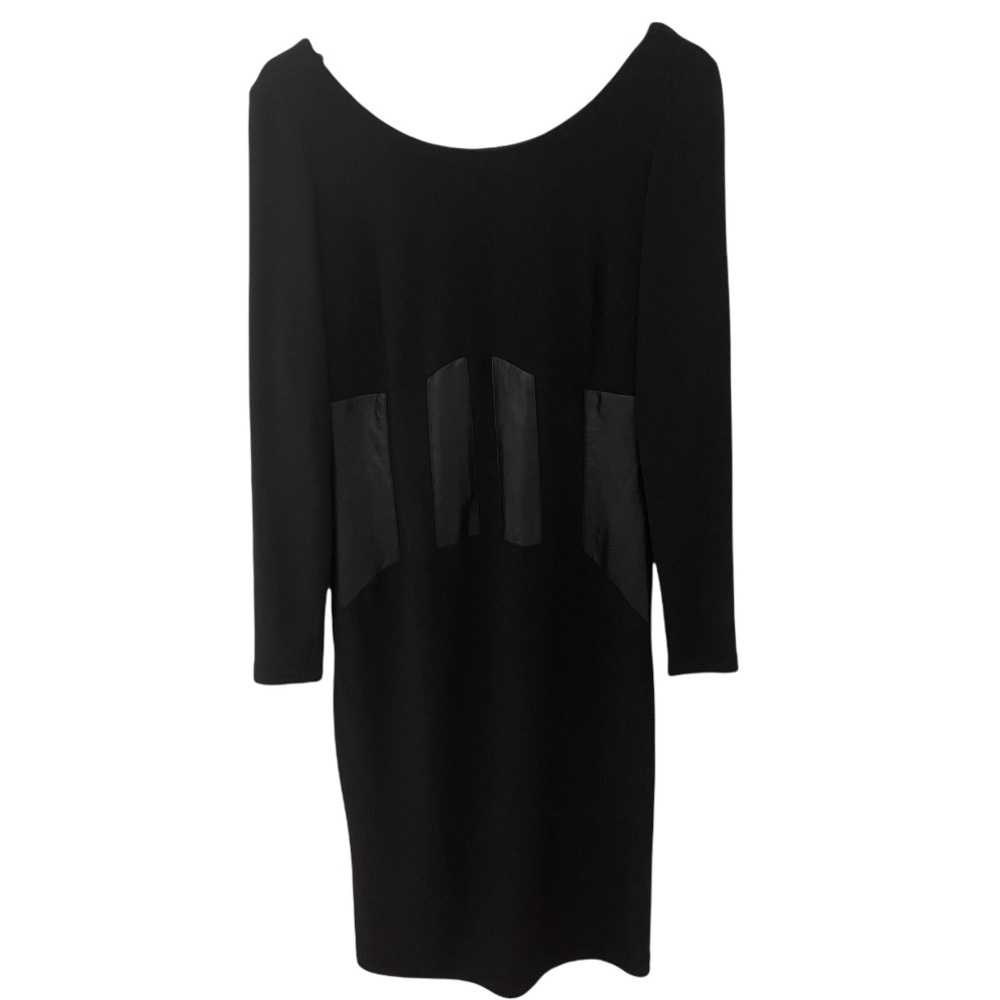 Frank Lyman size 6 Little Black Dress w/ vegan leather panels